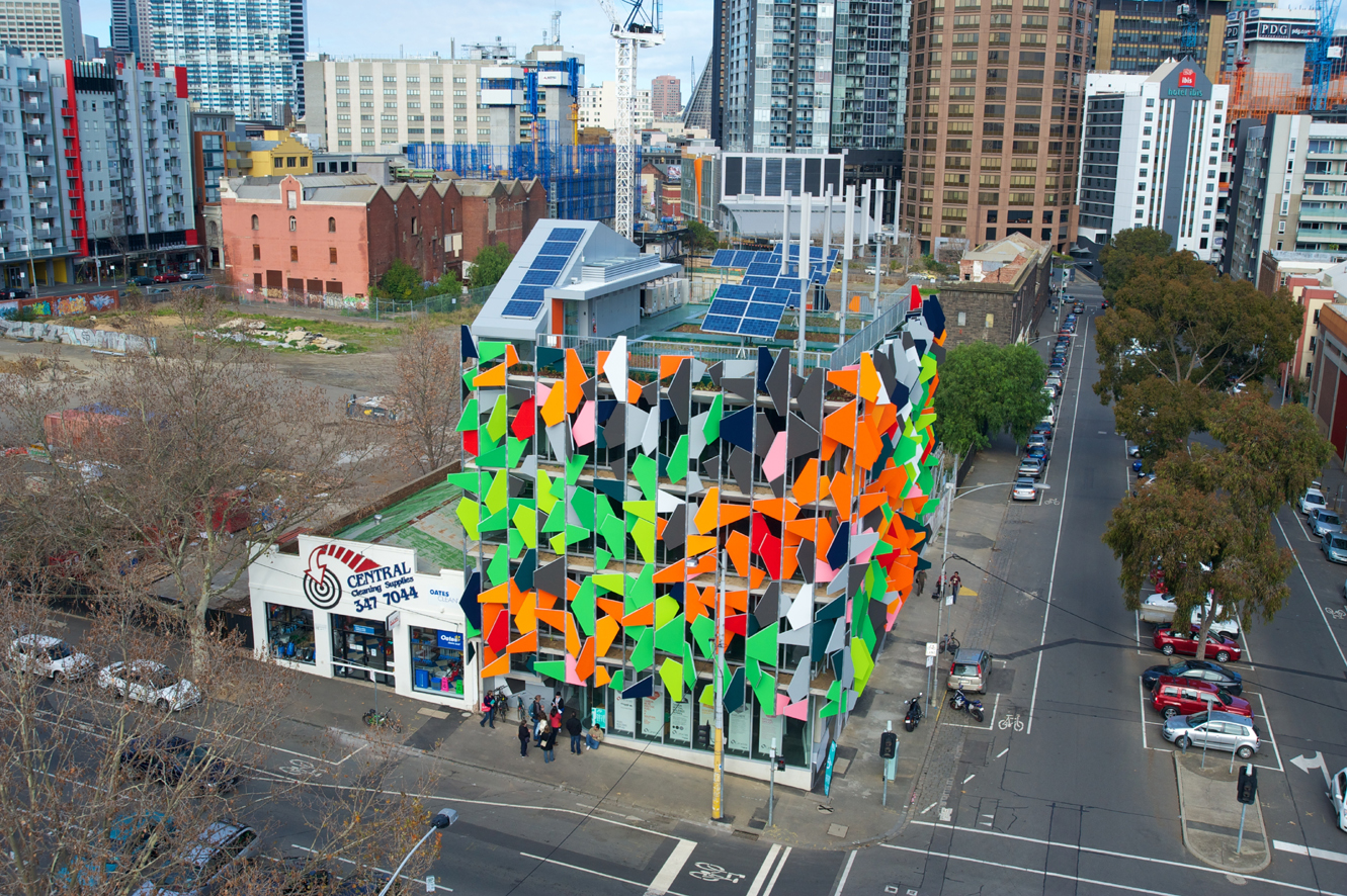 what is the pixel building made out of