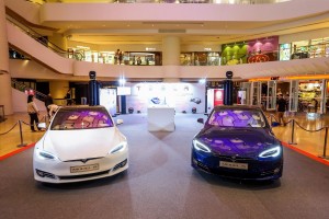 Pop-up displays of latest Tesla EVs Model S Update at Pacific Place 